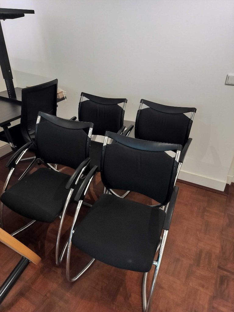 Ronde koffietafel + 4 kantoorstolen | set of los, Ophalen, Gebruikt, 50 tot 100 cm, 100 tot 150 cm