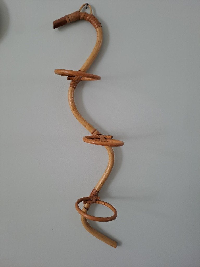 Vintage plantenhanger rotan jaren 60 - 70 voor 3 potten, Antiek en Kunst, Ophalen of Verzenden