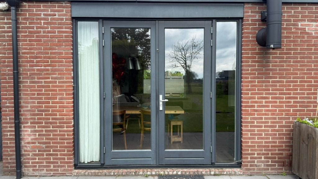 Hardhouten tuindeuren 2705x2440 | DTS dorpel | HR ++, Ophalen, Gebruikt, Deurkozijn, 225 cm of meer
