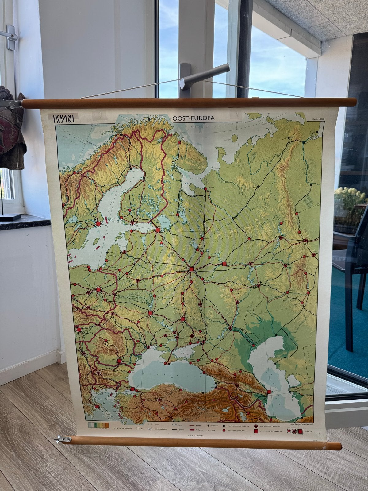 Vintage Schoolkaart Oost-Europa - WANDDECORATIE, Antiek en Kunst, Antiek | Schoolplaten, Ophalen, Aardrijkskunde