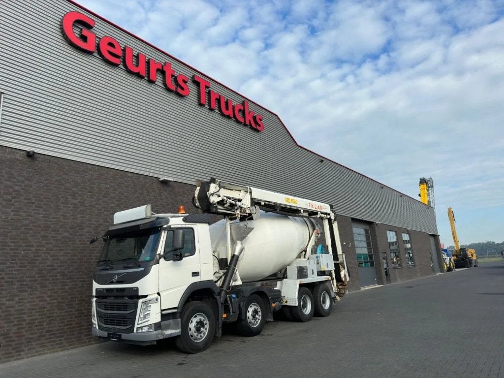 Volvo FM 410 8X4 + STETTER 9 M3 MIXER/MISCHER + THEAM 15 M T, Auto's, Automaat, Achterwielaandrijving, Euro 6, Wit