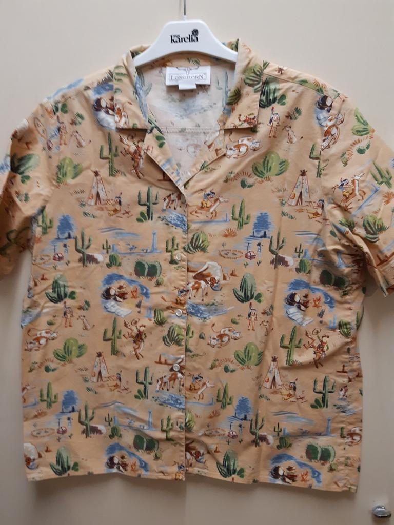 BLOUSE COUNTRY & WESTERN STIJL MAAT L BV VOOR LINE DANCE, Ophalen of Verzenden, Zo goed als nieuw, Maat 38/40 (M)