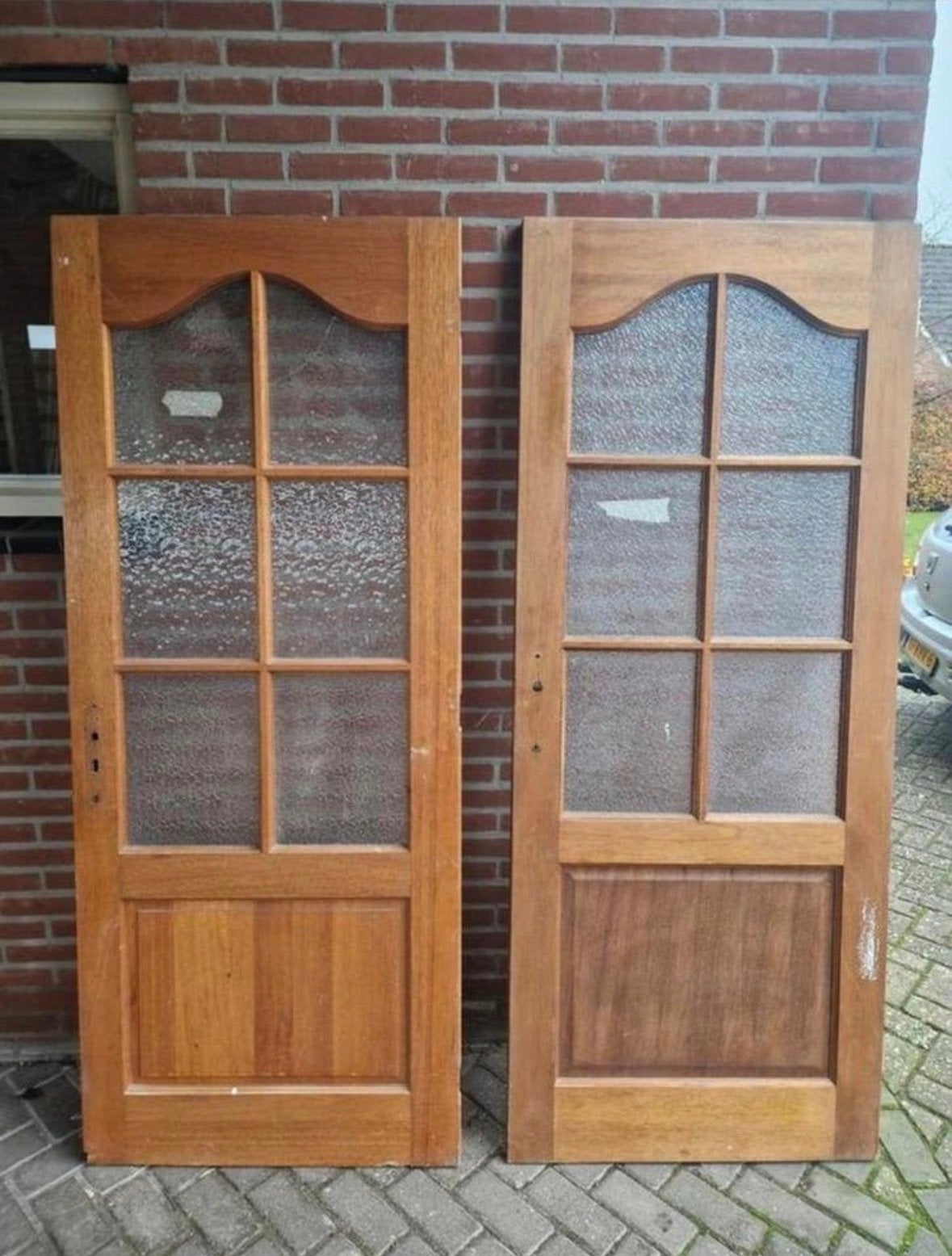 Antieke houten binnendeuren met glas, Ophalen, Gebruikt, 80 tot 100 cm, Binnendeur