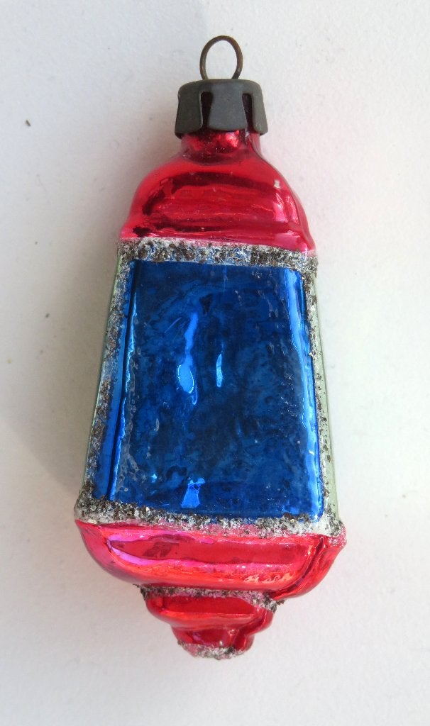 Oude Kerstbal: Lamp / Lantaren ( blauw, goudgeel en rood ), Ophalen of Verzenden