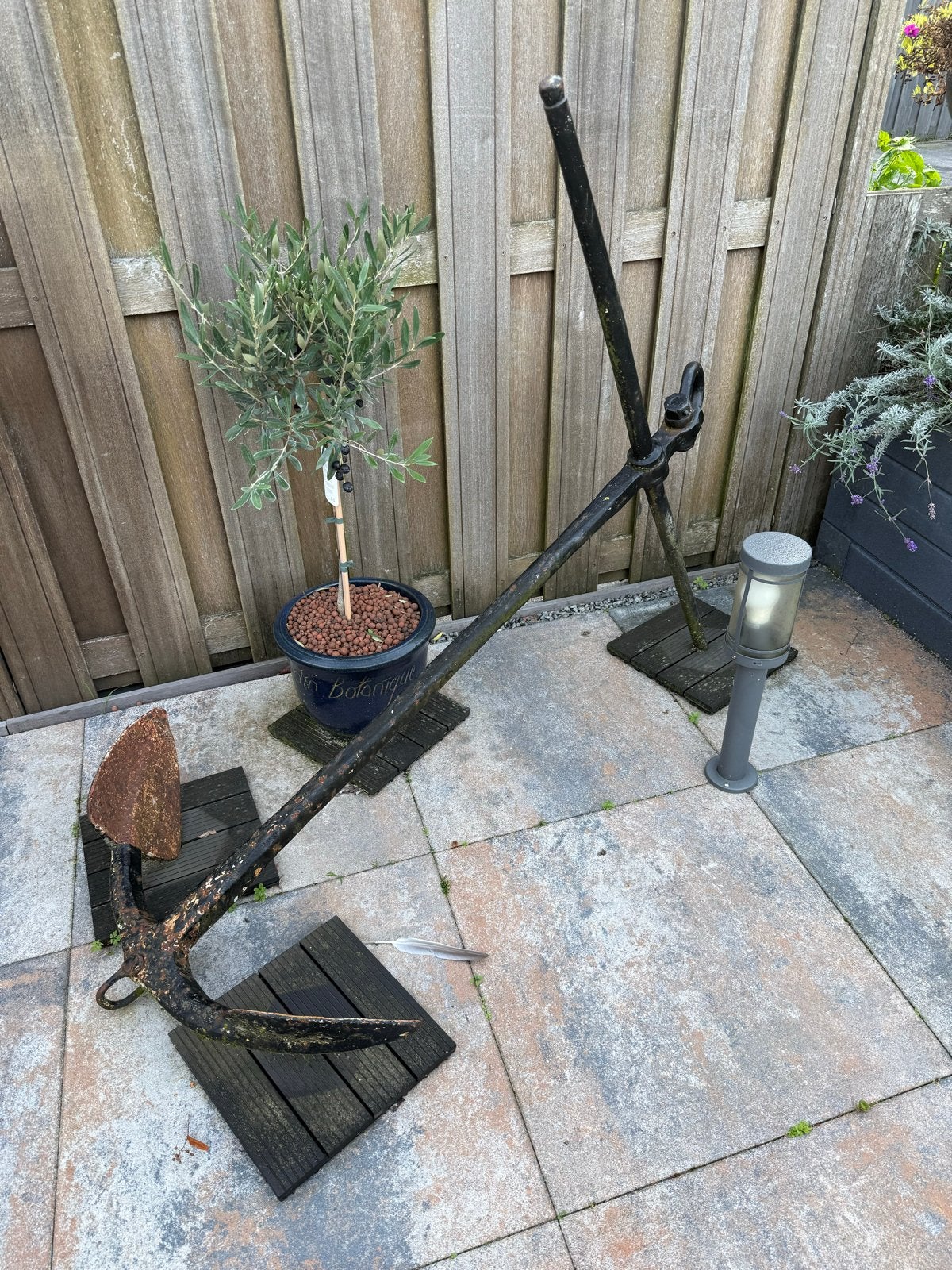 Groot decoratief scheepsanker, Ophalen, Gebruikt