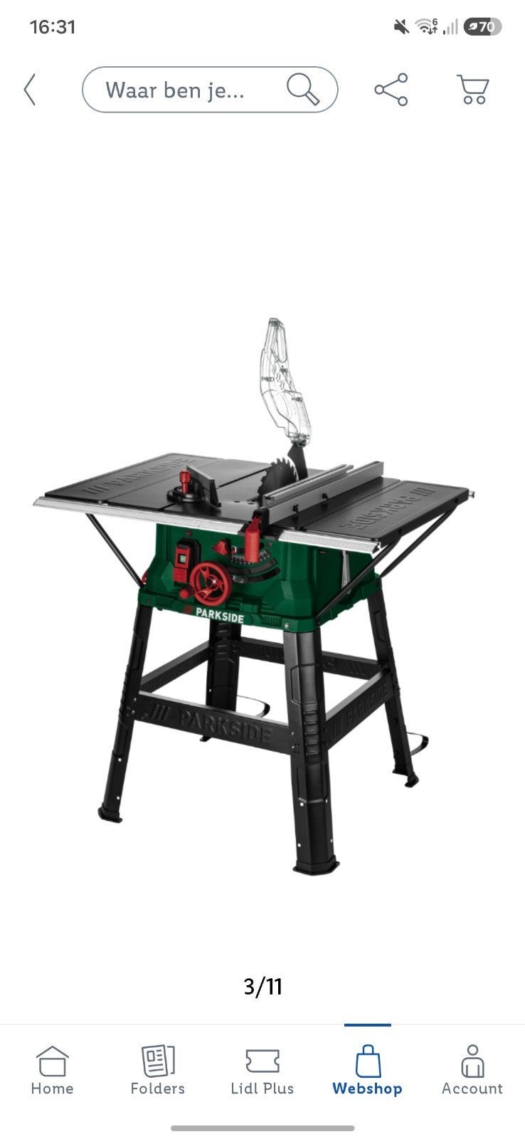 Parkside PTKS 2200 A1 Tafelzaag - Zo goed als nieuw, Doe-het-zelf en Verbouw, Gereedschap | Zaagmachines, Ophalen, Cirkelzaag