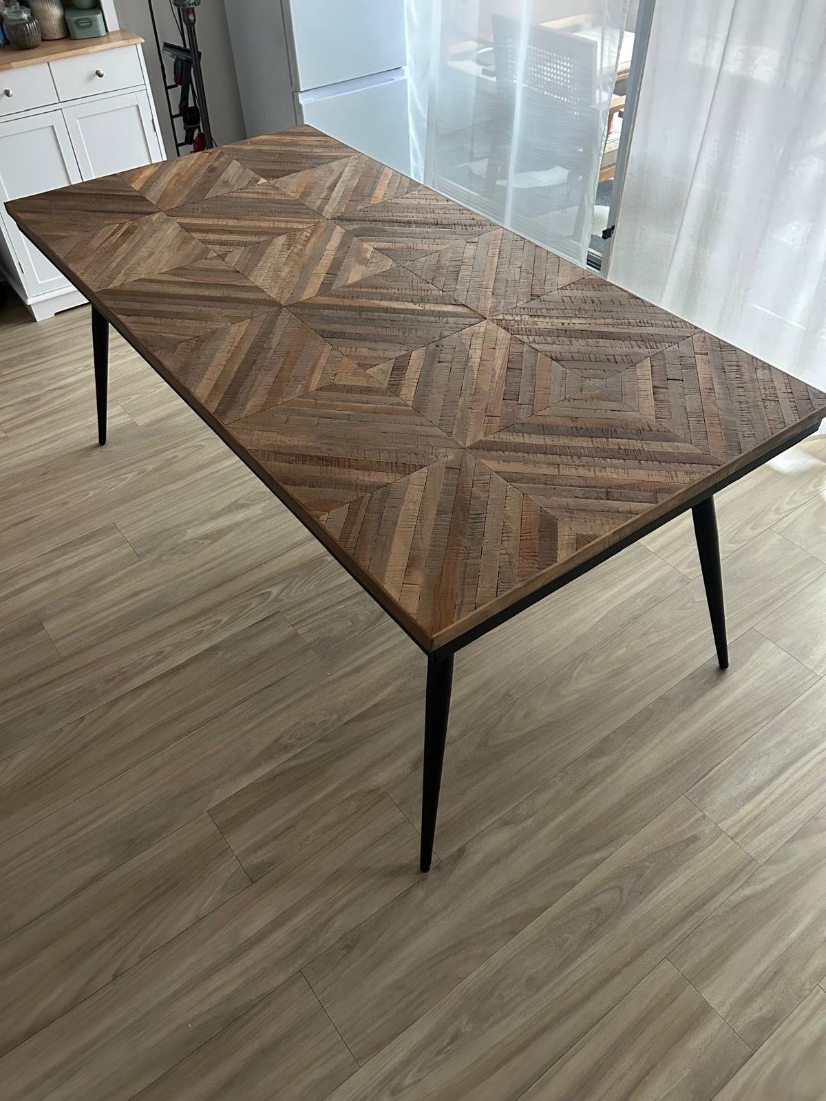 BePureHome Rhombic eettafel 180x90cm hout/metaal ZGAN, Ophalen, 50 tot 100 cm, Zo goed als nieuw, 150 tot 200 cm
