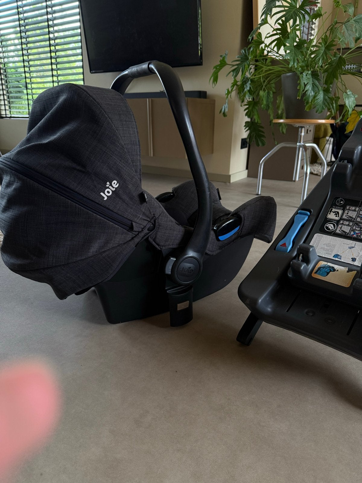 Joie i-Snug autostoel met i-Base Advance Isofix, Zijbescherming, Zo goed als nieuw, Isofix, 0 t/m 13 kg