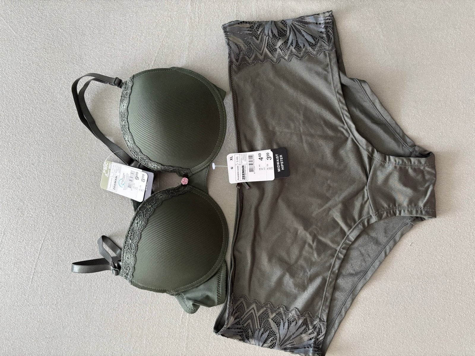 Zeeman Lingerie Set: BH en Hipster (Groen en Wit), Ophalen of Verzenden, Groen, Setje
