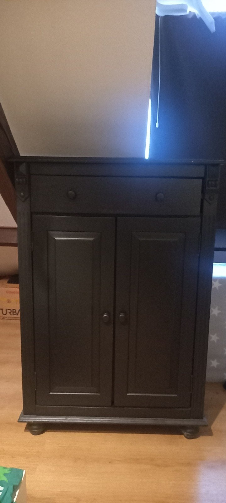 Donkerbruine kast met lade en deuren, Ophalen, Gebruikt, Met deur(en), 50 tot 100 cm