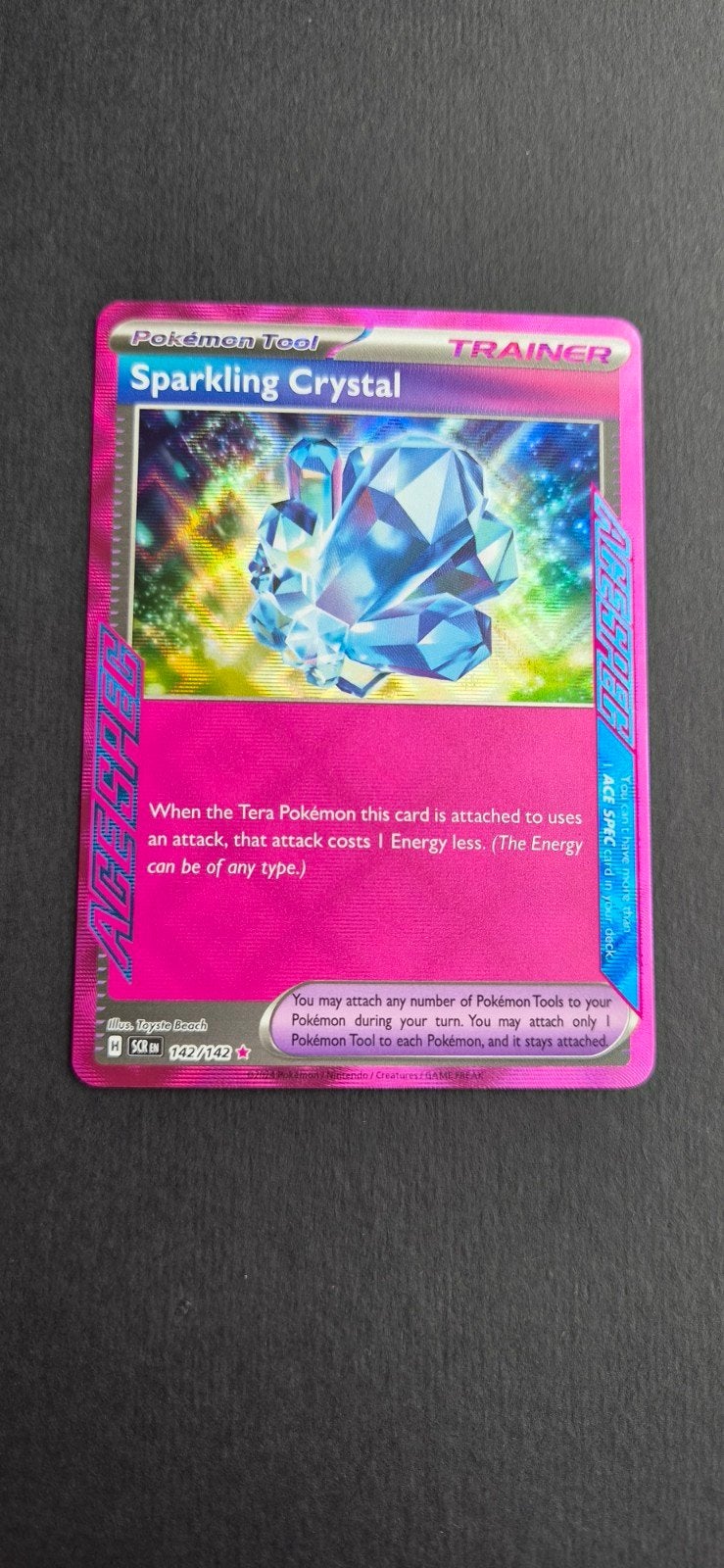 Pokémon TCG Sparkling Crystal 142/142 Trainer ACE SPEC, Ophalen of Verzenden, Zo goed als nieuw, Losse kaart, Foil