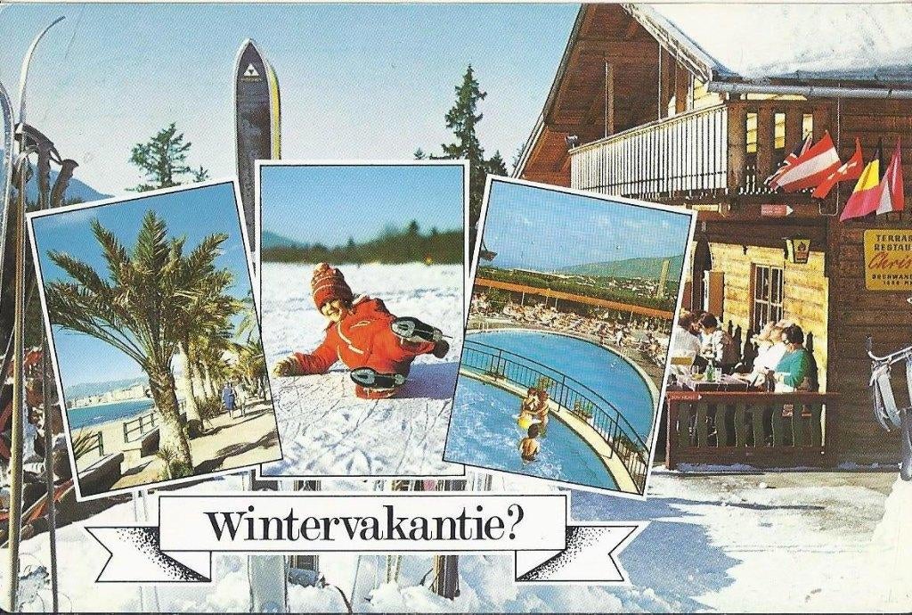 A794 gelopen ansichtkaart wintervakantie ook rabobank, Verzenden, 1980 tot heden, Gelopen
