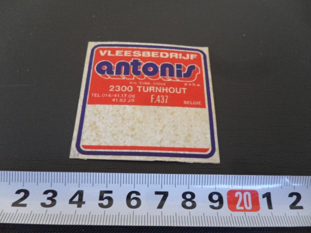 sticker België Turnhout  Vleesbedrijf ANTONIS, Ophalen, Zo goed als nieuw