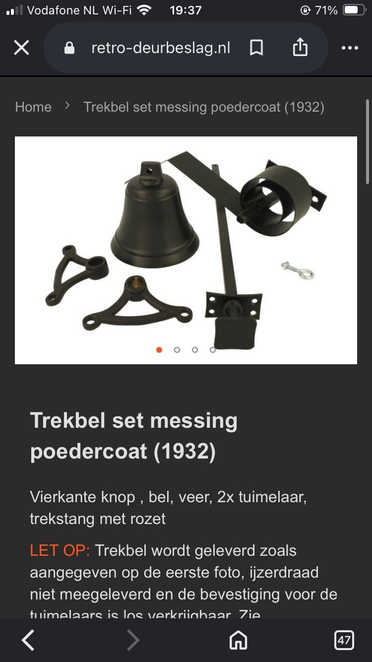 Trekbel zwart nieuw jaren 30, Ophalen of Verzenden, Nieuw
