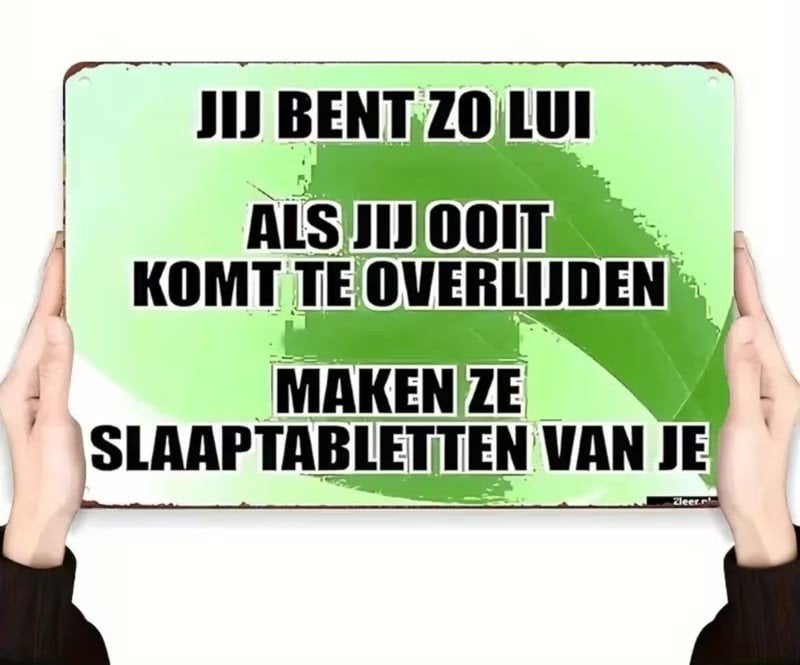 Tekstbordje humor - Jij bent zo lui, als jij ooit komt te .., Tekstbord, -, Nieuw, 20 cm