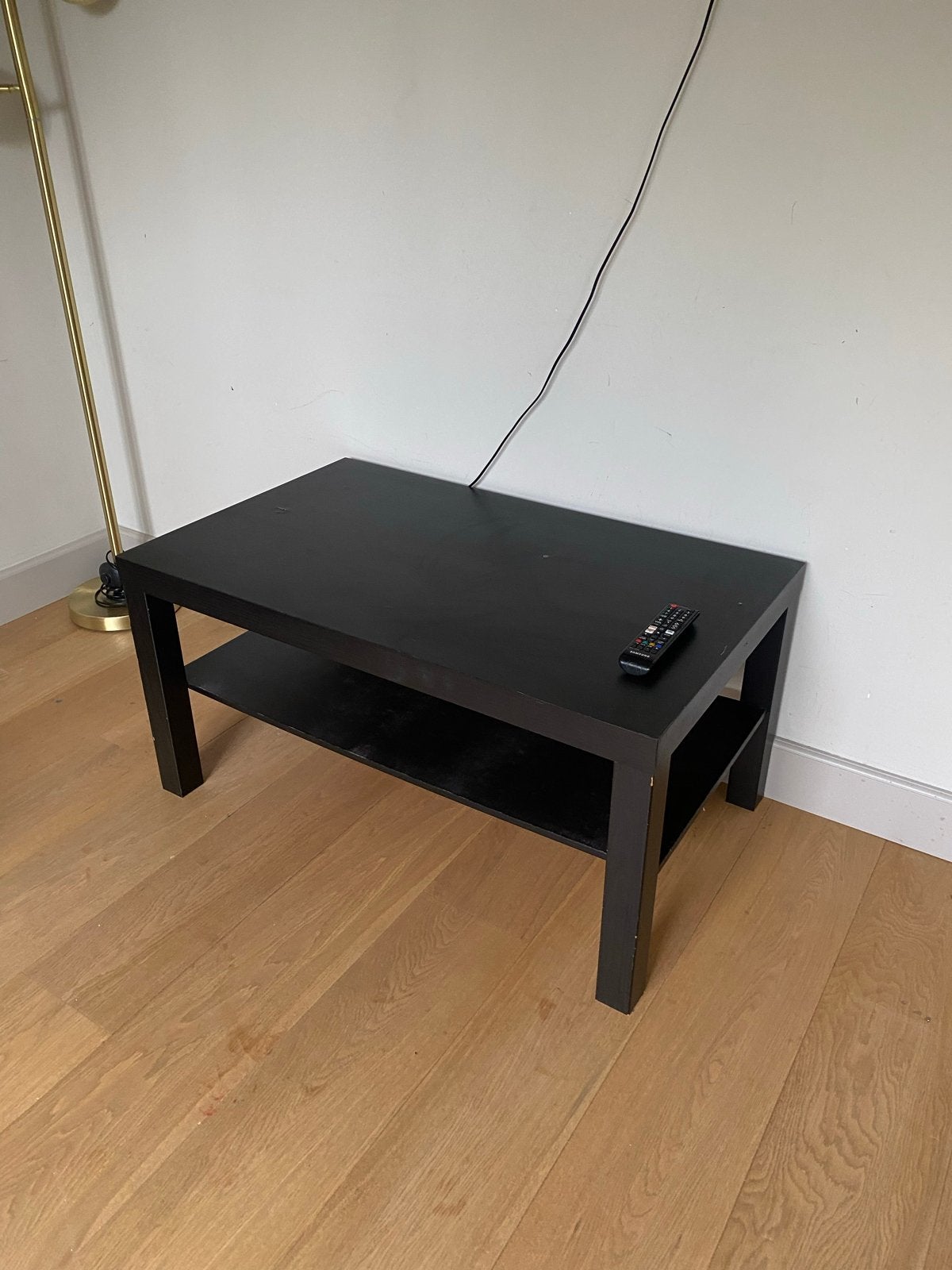 Zwarte salontafel met plank, 100x60 cm, Gebruikt, 100 tot 150 cm, Rechthoekig, 50 tot 100 cm