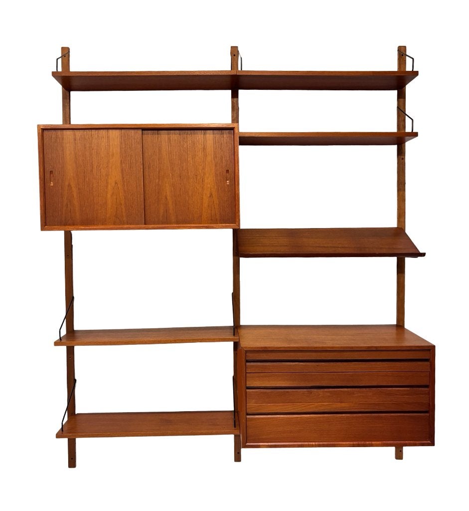 Vintage Poul Cadovius Royal System wandsysteem wallunit, Ophalen, Gebruikt, Met deur(en), Teakhout