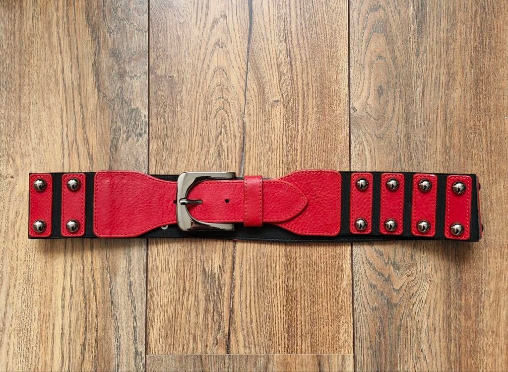 Stijlvolle designer riem Claudia Sträter rood leer, Ophalen of Verzenden, Zo goed als nieuw, Rood, Tailleriem