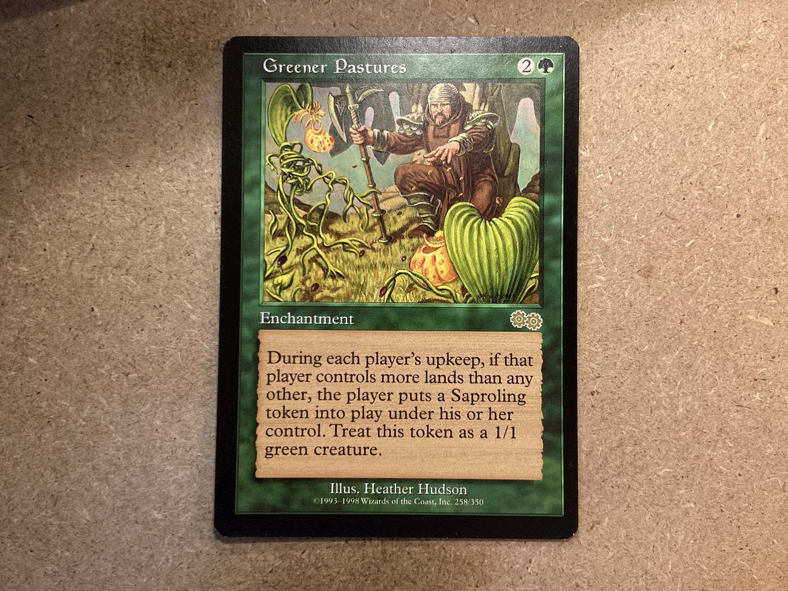 1x Greener Pastures [258/350] (Near Mint), Ophalen of Verzenden, Zo goed als nieuw, Losse kaart