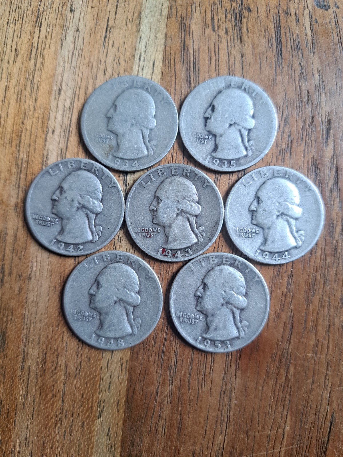 Amerika 7 zilveren quarters, Postzegels en Munten, Munten | Amerika, Ophalen of Verzenden, Noord-Amerika, Setje, Zilver