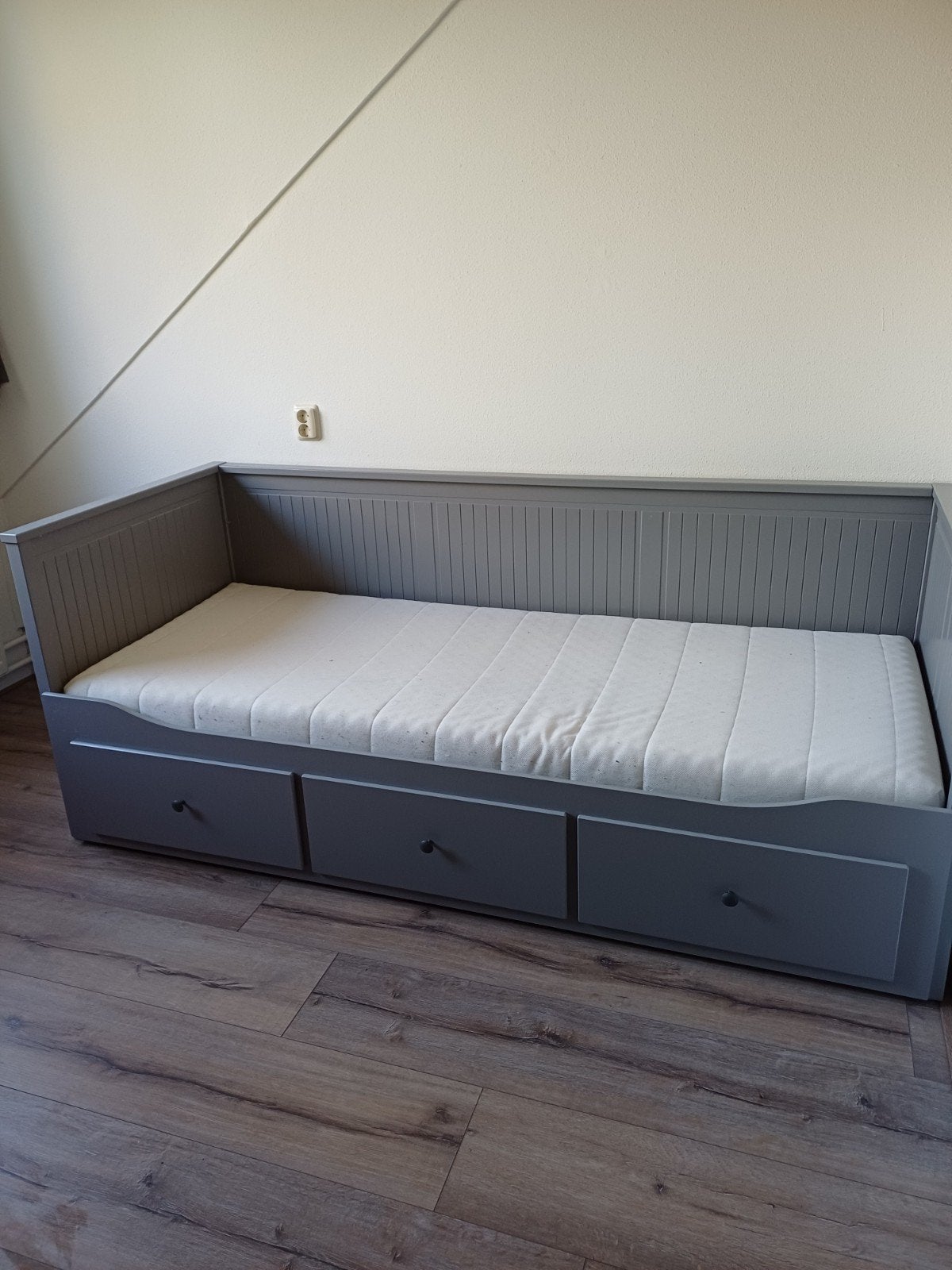 Grijs bedbank met opberglades, Ophalen, 90 cm, 200 cm, Grijs