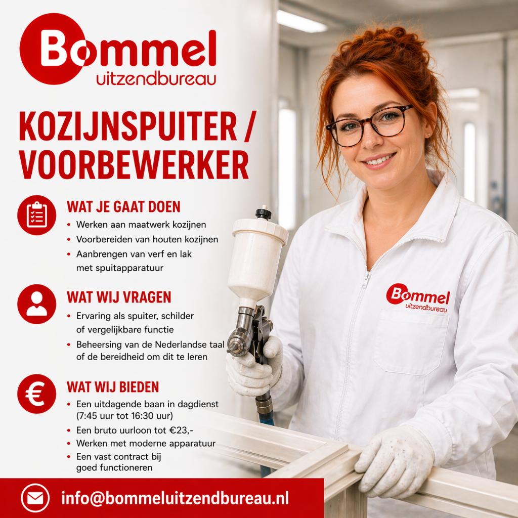 Kozijnspuiter / Voorbewerker, Vacatures, Vacatures | Industrie en Productie, MBO, Vanaf 1 jaar, Vast contract, 33 - 40 uur