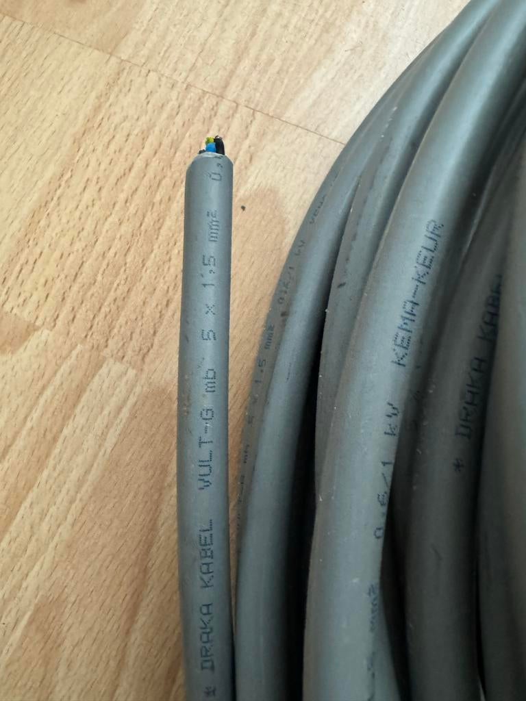 Draka KEMA-KEUR VULT-G mb 5 x 1.5 mm2 kabel, Ophalen, Gebruikt, 10 meter of meer, Overige kabels