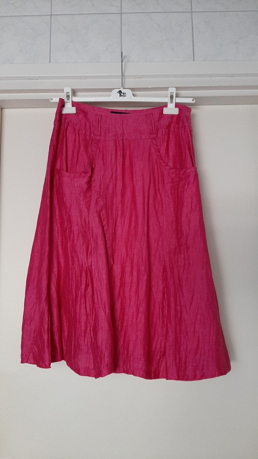 Fuchsia roze linnen Mezza Luna rok met steekzakken maat 38, Maat 38/40 (M), Mezza Luna, Ophalen of Verzenden, Zo goed als nieuw