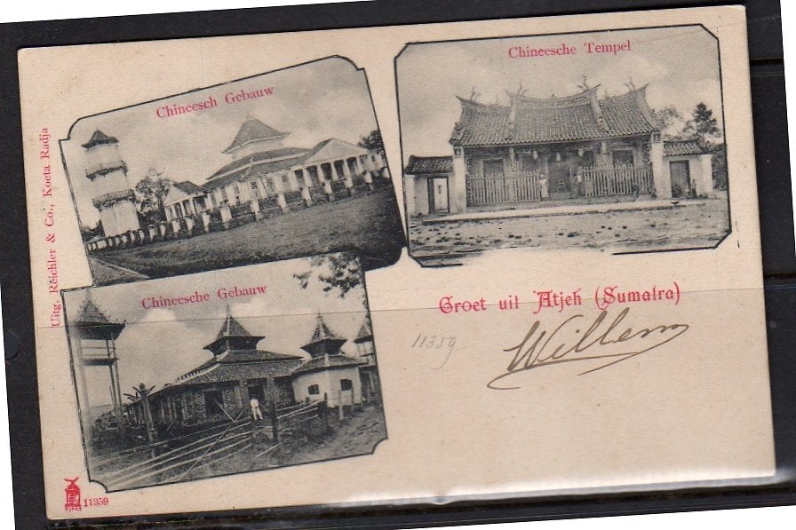 Ned Indië Rare early card Atjeh Chinese buildings,  1900, Ophalen, Voor 1920, Buiten Europa