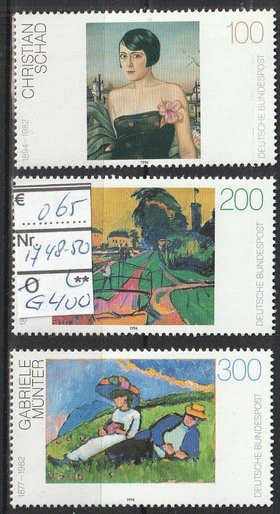 Bund 20e Eeuw Duitse Schilderkunst Michel 1748-50 Nr.G400p, Verzenden, 1990 tot heden, Postfris