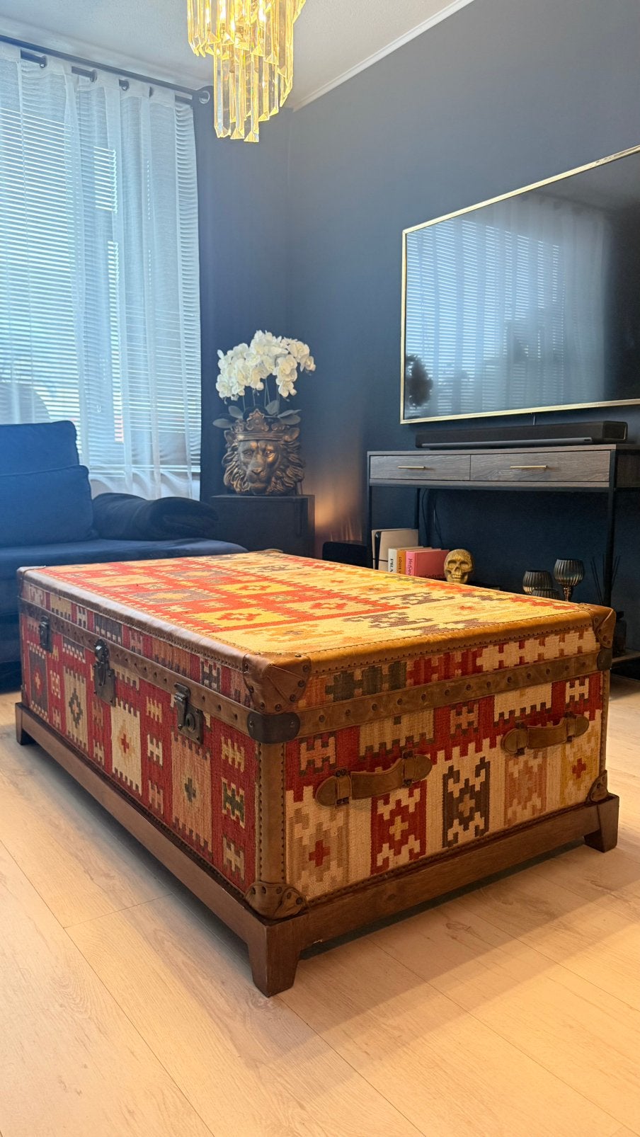 Timothy oulton salontafel kilim uniek zeldzaam als nieuw, Ophalen, Overige materialen, 100 tot 150 cm, 50 tot 100 cm
