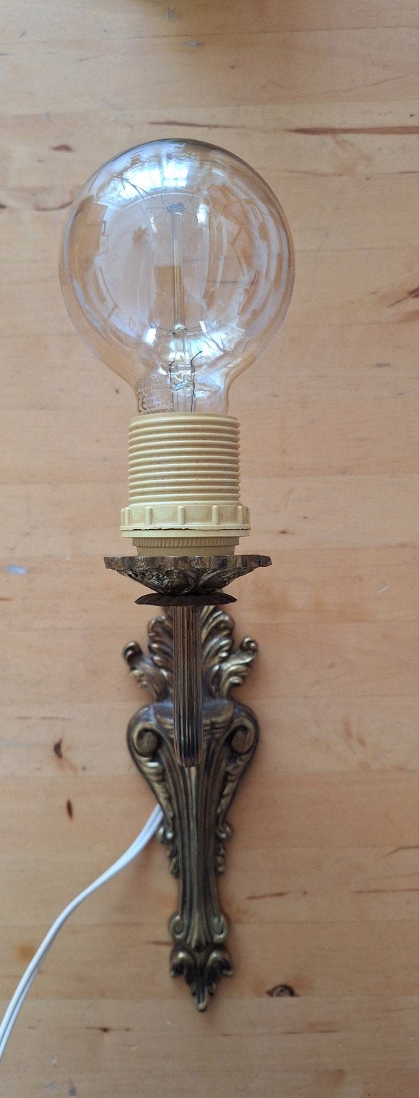 Vintage messing wandlamp, barokke stijl, Ophalen of Verzenden