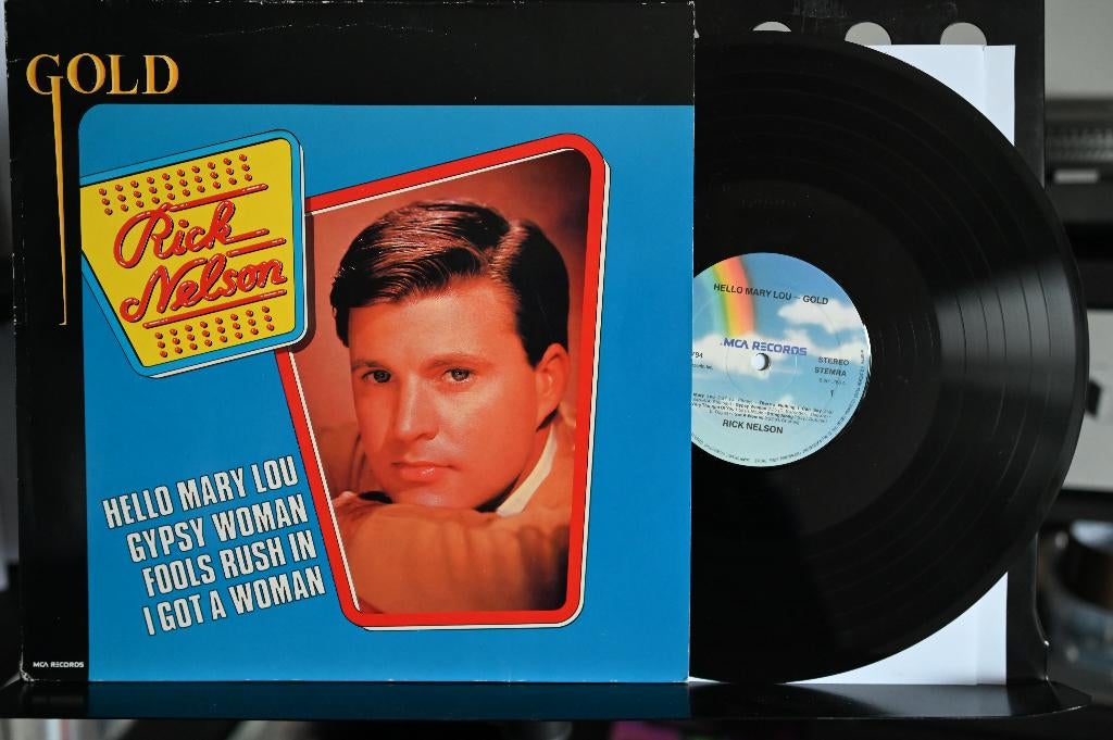 LP 1980 Rick Nelson  " Hello Mary Lou - Gold ", 1980 - 1989, Ophalen of Verzenden, Zo goed als nieuw, Rock-'n-Roll