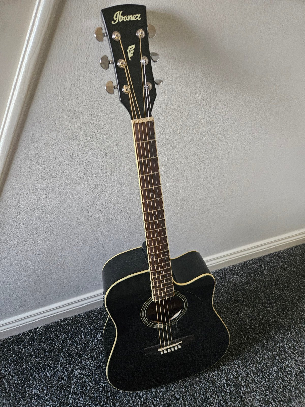 Ibanez PF15ECE-BK Akoestische Gitaar Zwart, Ophalen of Verzenden, Zo goed als nieuw, Western- of Steelstringgitaar