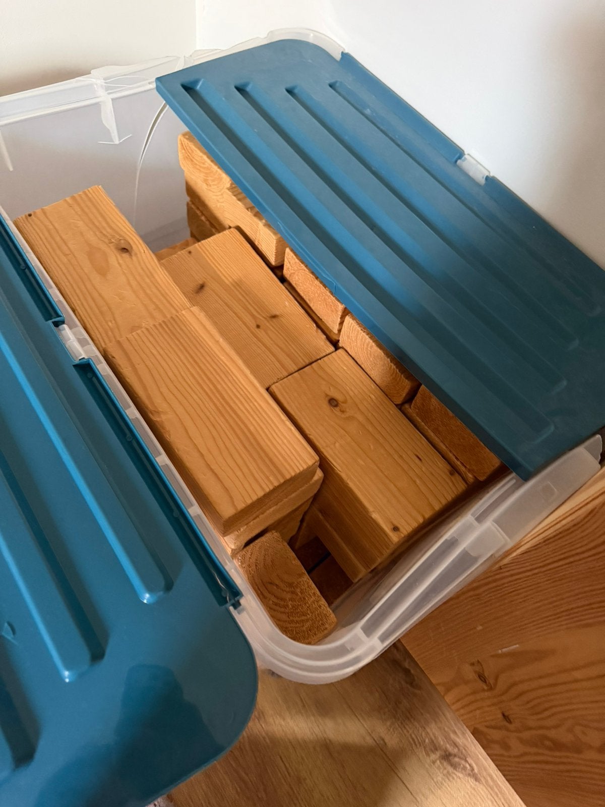 Houten bouw blokken school 100 stuks, Ophalen, Gebruikt, Overige typen