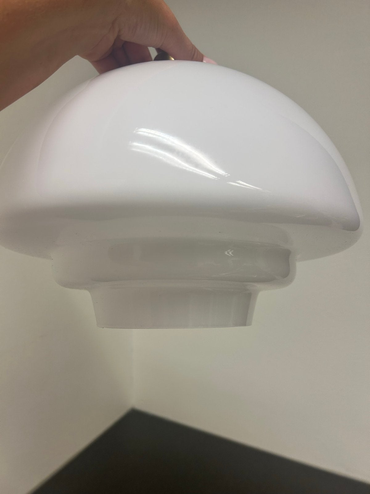 Retro Witte Glazen Hanglamp - Vintage Stijl, Ophalen of Verzenden, Zo goed als nieuw, Glas, E27 (groot)