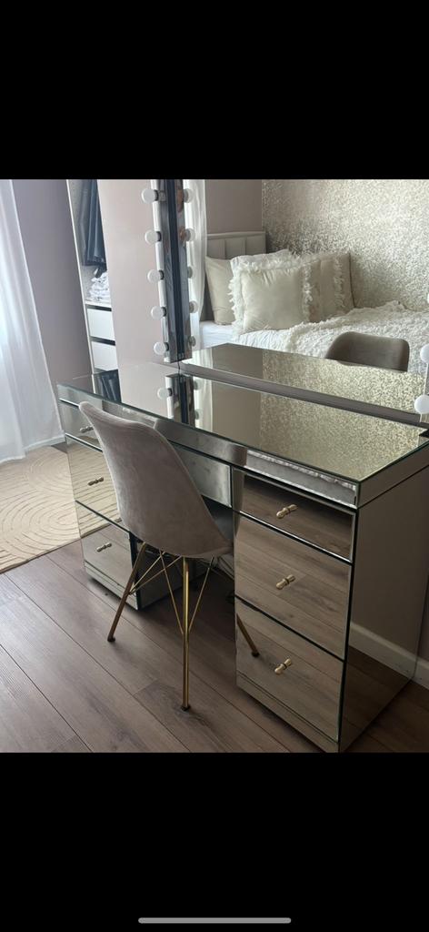 Spiegel kaptafel 7 lades, Ophalen, 100 tot 150 cm, Minder dan 100 cm, Glas