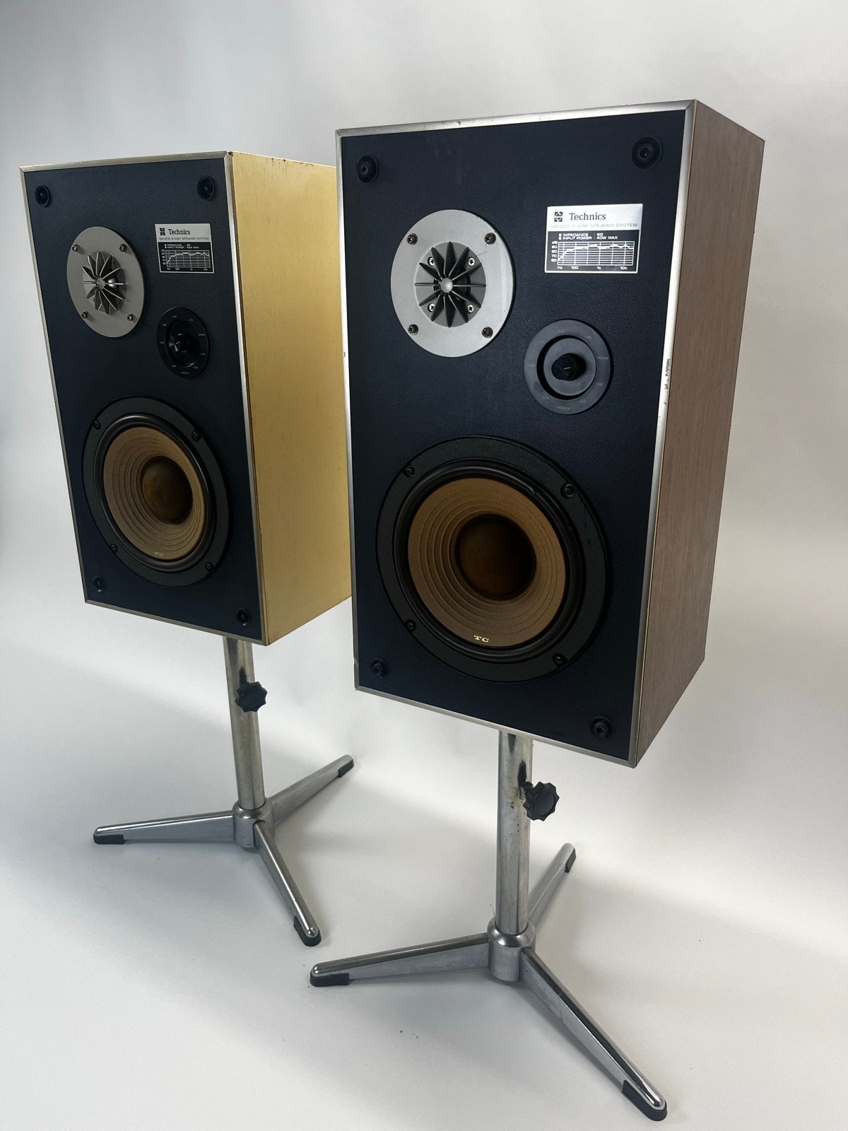 Technics SB202 1972 2-weg speakers met standaarden, Audio, Tv en Foto, Luidsprekers, Gebruikt, Stereo speakers, Minder dan 60 watt