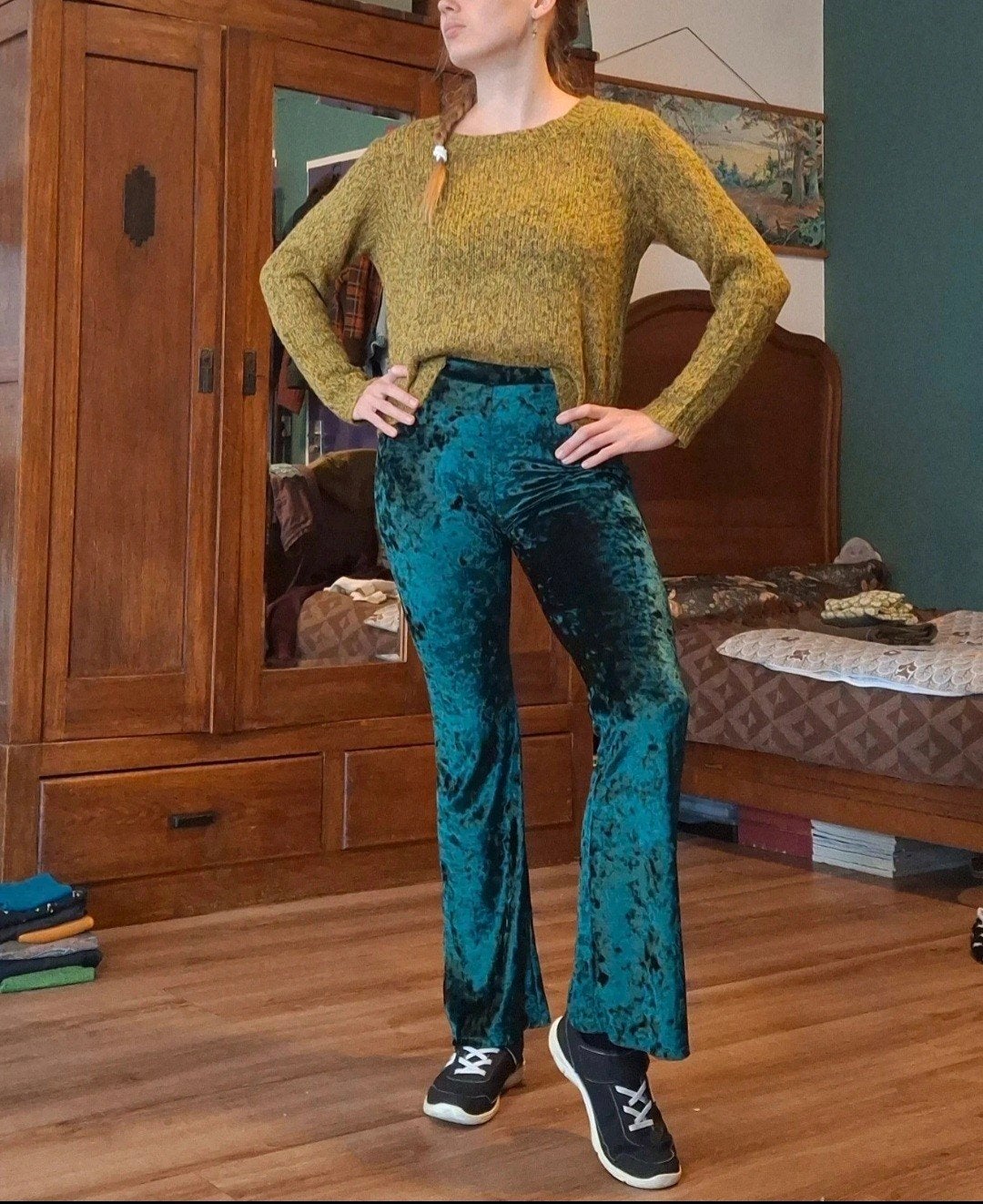 Fluwelen flared Luba flessen groen maat S, Luba, Ophalen of Verzenden, Zo goed als nieuw, Maat 36 (S)