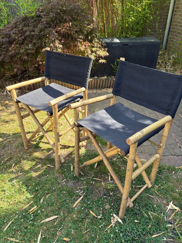 Regisseursstoelen van bamboe, Ophalen of Verzenden, Gebruikt, Overige materialen, Inklapbaar