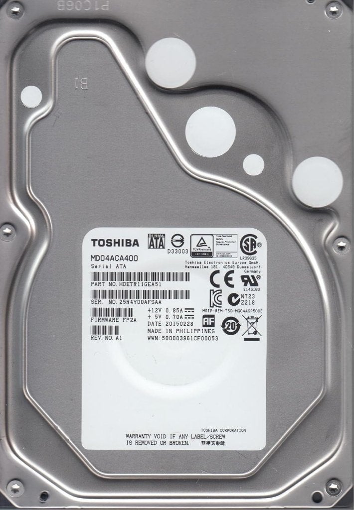 Toshiba MD04ACA400 4TB Harde Schijf, Intern, Toshiba, Ophalen of Verzenden, Zo goed als nieuw