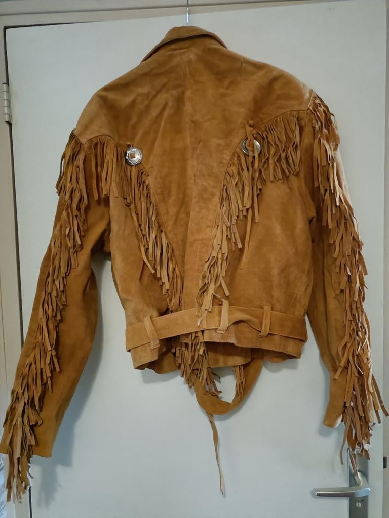 Mooie leren country jas met franjes, Kleding | Dames, Jassen | Zomer, Ophalen of Verzenden, Zo goed als nieuw, Maat 46/48 (XL) of groter