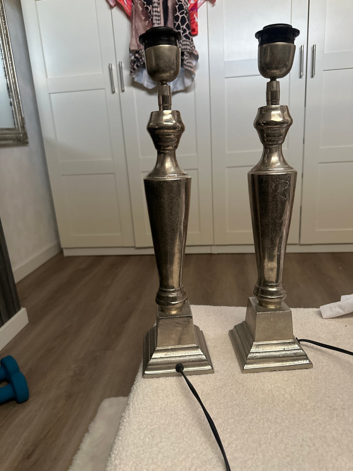 Set van 2 Colmore tafellampen, zilverkleurig, Huis en Inrichting, Lampen | Tafellampen, Gebruikt, Overige merken, Zilver, E27 (groot)