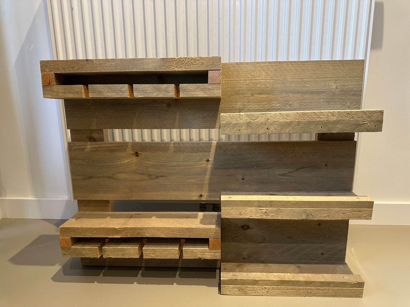 Steigerhouten wijnrek met wijnglashouders – 80x60 cm, Ophalen, 25 tot 50 mm, Overige typen, Zo goed als nieuw