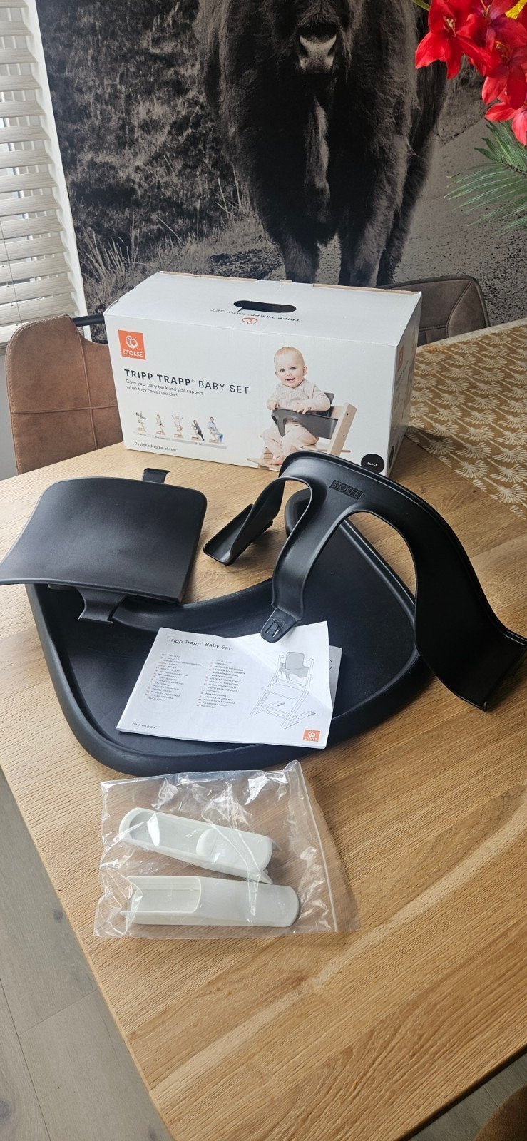 Stokke Tripp Trapp Complete Baby Set Zwart (incl. doos), Kinderen en Baby's, Kinderstoelen, Ophalen of Verzenden, Zo goed als nieuw