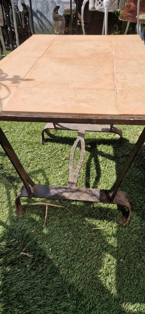 Franse jaren 60 salontafel+bovenblad van aardewerk(brocante), Ophalen, Gebruikt