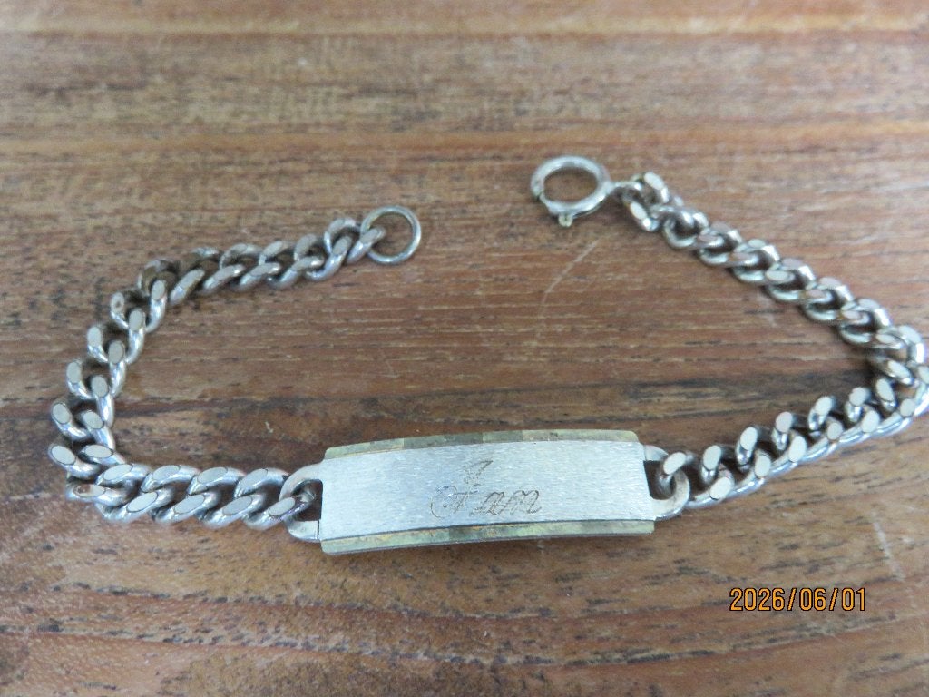 ALPACCA  ZILVEREN  ARMBAND  MET NAAMPLAATJE, Verzenden, Gebruikt, Zilver, Zilver