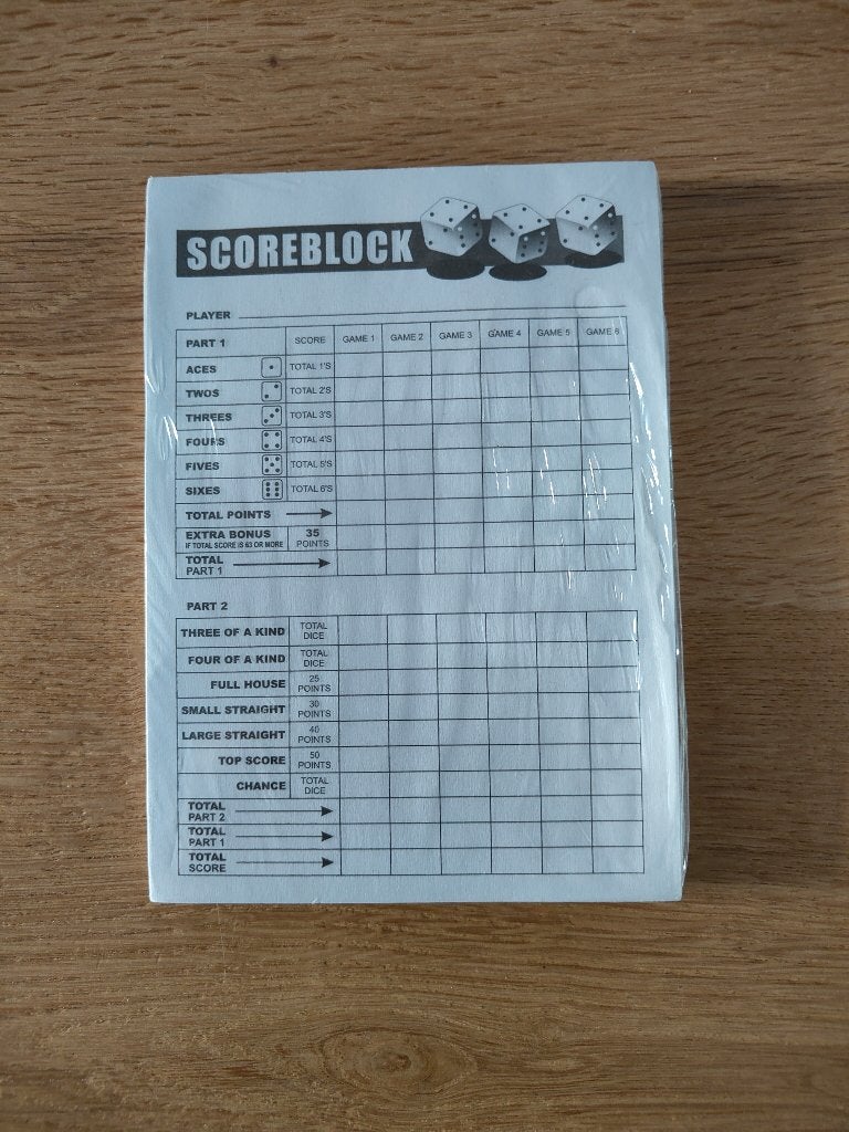 Score blok(ken) (Yatzee), Ophalen of Verzenden, Nieuw
