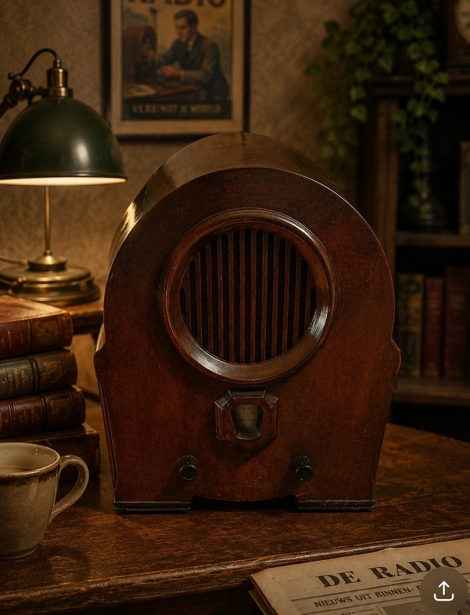 Vintage Radio - Werkt Perfect - H 32cm x B 26cm, Ophalen, Zo goed als nieuw, Radio