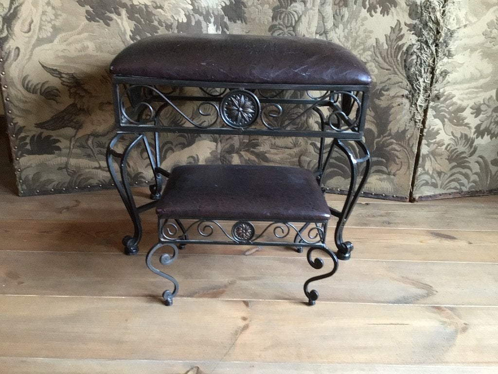 Set brocante (voeten) bankjes, Huis en Inrichting, Banken | Voetenbanken en Poefen, Ophalen, Gebruikt, Rechthoekig, 125 cm of meer